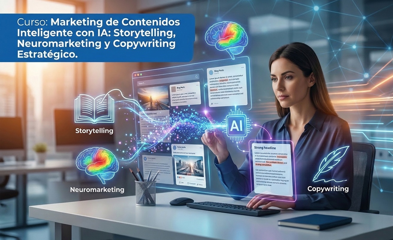 Marketing de Contenidos Inteligente con IA: Storytelling, Neuromarketing y Copywriting Estratégico.